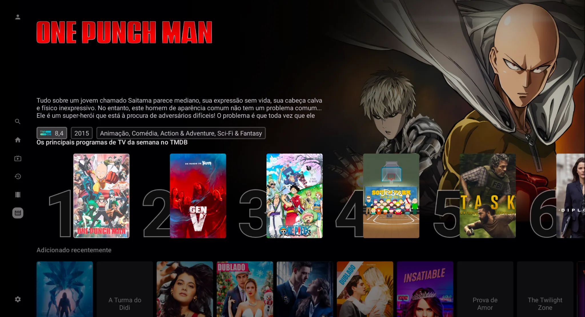 Interface Cloudfire com destaque One Punch Man